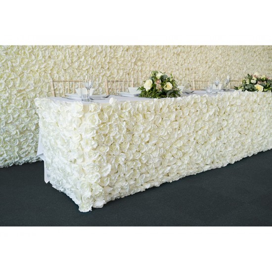 Ivory Rose cake table skirt with lights