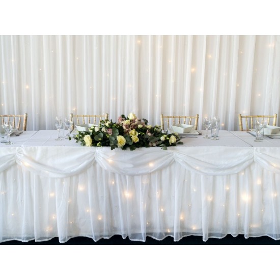 thumbnail image 2 of Meccanixity Plastic Table Skirt - 29"x14ft Disposable Party Decor (Light Blue) 2 of 14
