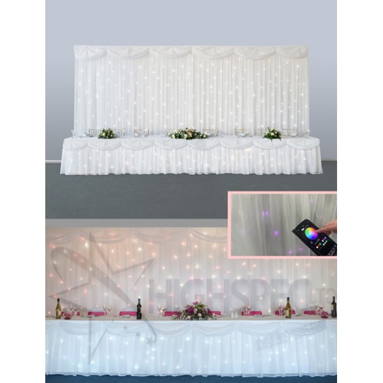 Deluxe Wedding Backdrop PACKAGE!! Starlight Backdrop, Top Table skit & Cake Table 
